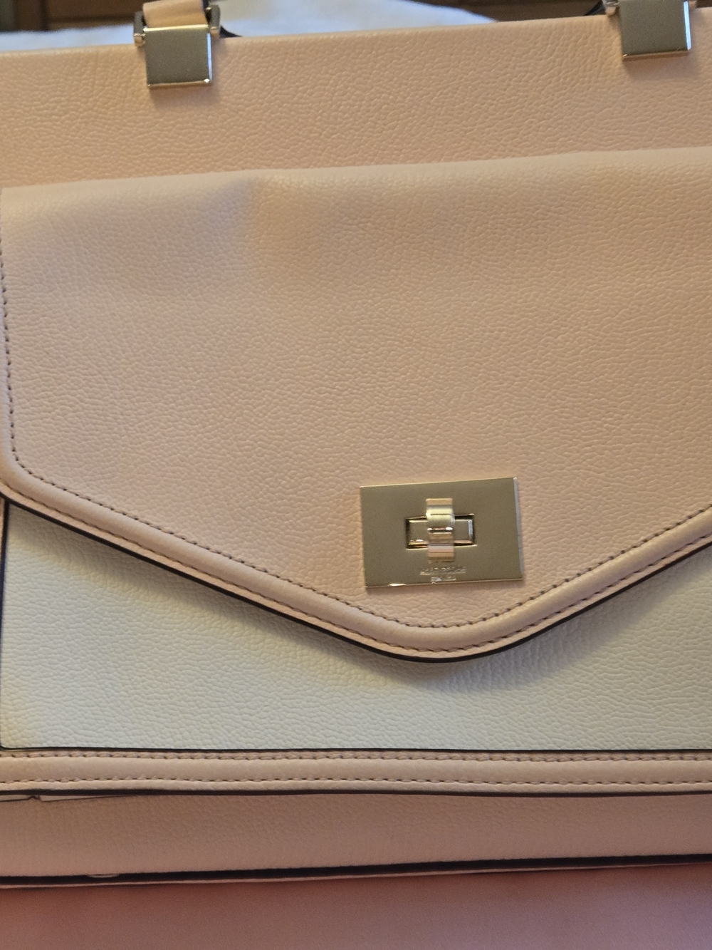 NWOT Kate Spade 12×10 Chantelle Walter Place Pebbled Leather Clutch Blush/Cream